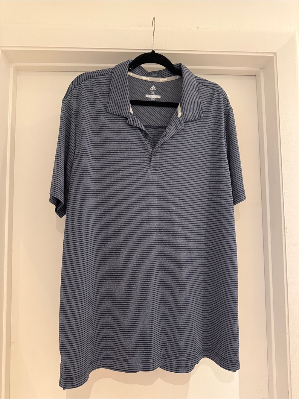 adidas Men’s Navy and White Micro-Striped Polo. Worn once.